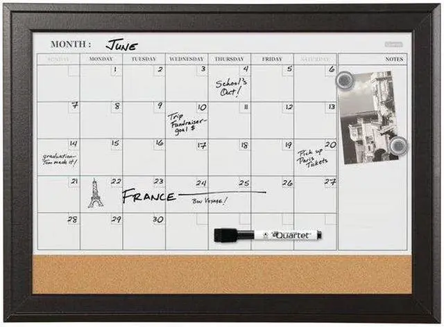 Alt view image 5 of 20 - Quartet Combination Magnetic Whiteboard Calendar & Corkboard 23x17 Black