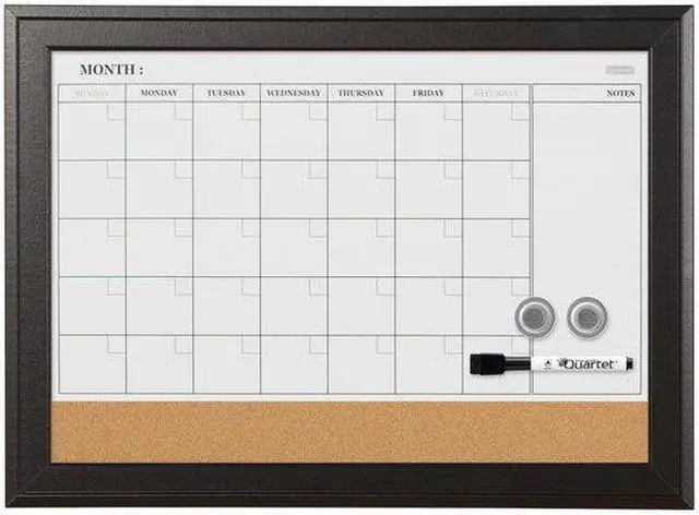 Alt view image 3 of 20 - Quartet Combination Magnetic Whiteboard Calendar & Corkboard 23x17 Black