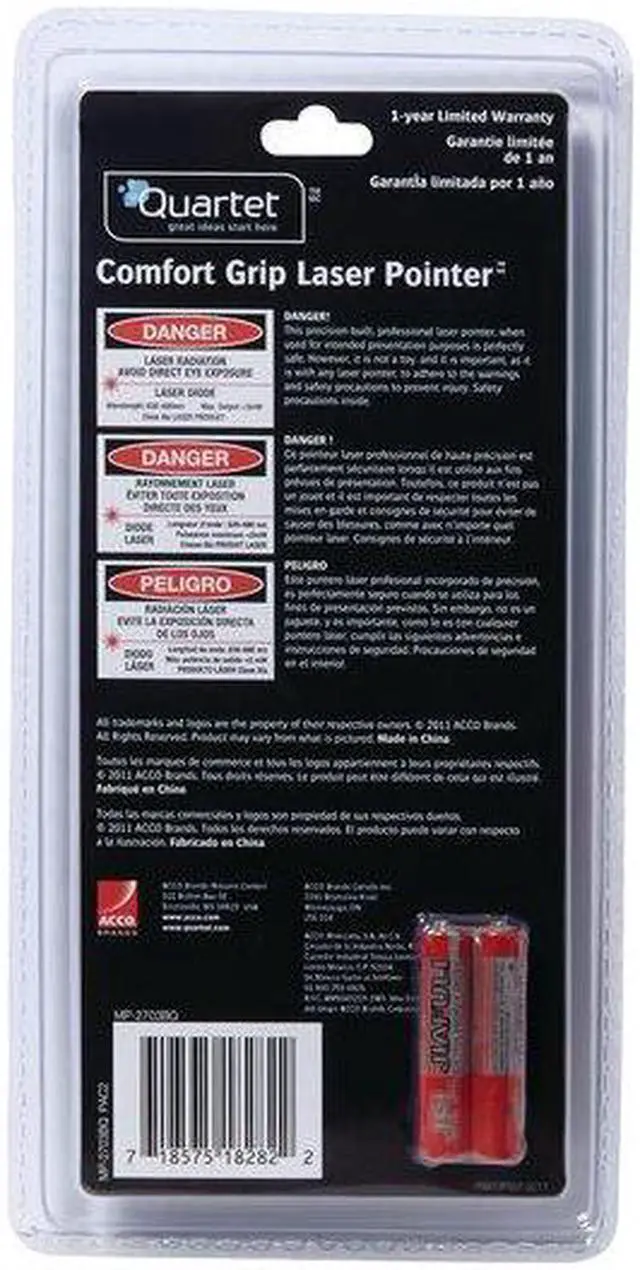 Alt view image 5 of 18 - Quartet Classic Comfort Laser Pointer Class 3A Projects 1500 ft Blue MP2703BQ