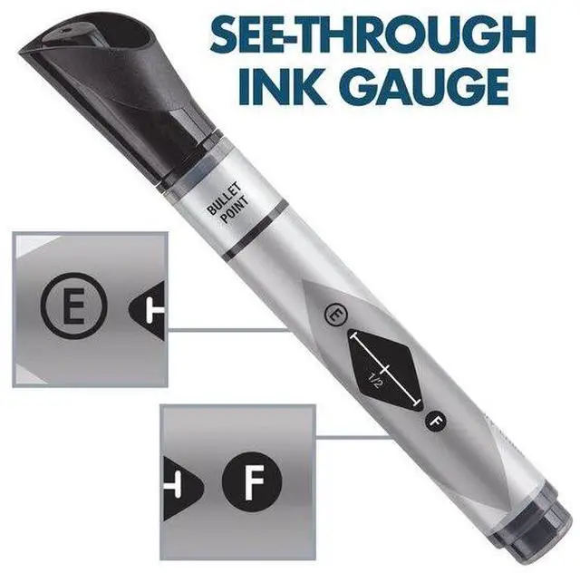 Alt view image 5 of 20 - Premium Glass Board Dry Erase Marker, Bullet Tip, Black, Dozen 79553