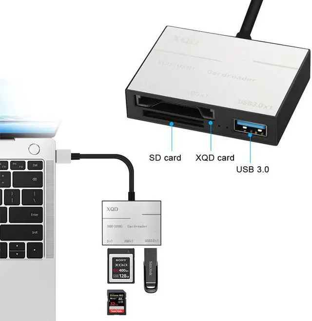 Alt view image 3 of 7 - USB 3.0 XQD Card Reader with Usb3.0 port, SD Card Reader, Support Sony G/M Series USB Mark XQD Card, Lexar 2933x/1400x USB Mark XQD Card,SD Card, Compatible with Windows/Mac OS System, Plug and Play