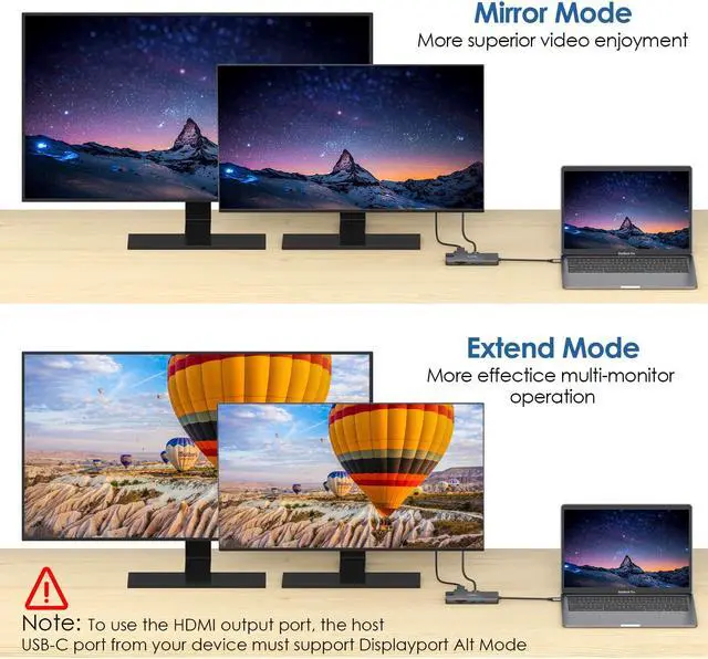 Alt view image 6 of 8 - USB C Hub, Type C Adapter, 9-in-1 Dongle with USB-C PD 3.0,Gigabit Ethernet, 4K@30Hz HDMI,1080P VGA Port, 2 USB3.0, SD/TF Card Reader, Mic/Audio, Compatible for MacBook Air Pro and Other Type C Laptop