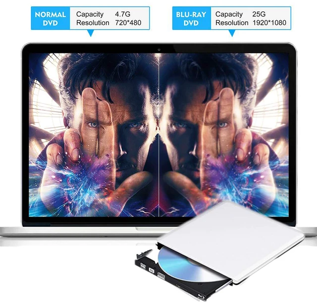 Alt view image 7 of 14 - Jansicotek External DVD CD Blu-ray Drive USB 3.0/USB-C BD 3D Blu-ray Player Portable DVD/CD-ROM BD-ROM Burner. High-Speed Data Transfer, Compatible with PC Laptops Desktops, Silver