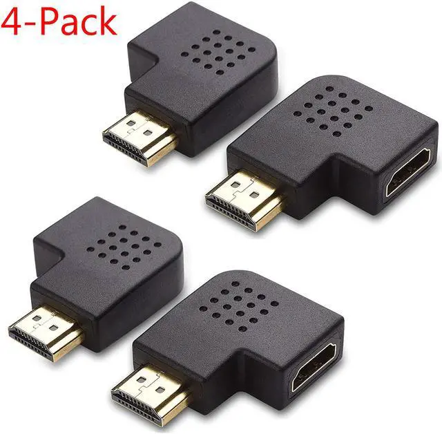 Main image of Jansicotek HDMI Male to Female Adapter, 4 Pack 90 and 270 degree Right Angle HDMI to HDMI Converter, 4K 3D HDMI Extender for  1080P HDTV PC HDMI Port Device