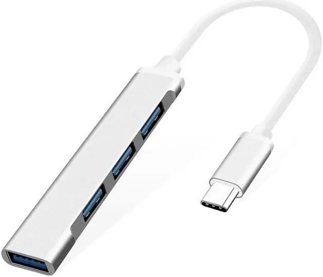 Main image of 4-Port USB 3.0 Hub, Jansicotek Ultra-Slim Type-C to 4-port USB3.0 Hub Compatible for MacBook, Mac Pro, Mac Mini, iMac, Surface Pro, XPS, PC, Flash Drive, Mobile HDD-Silver
