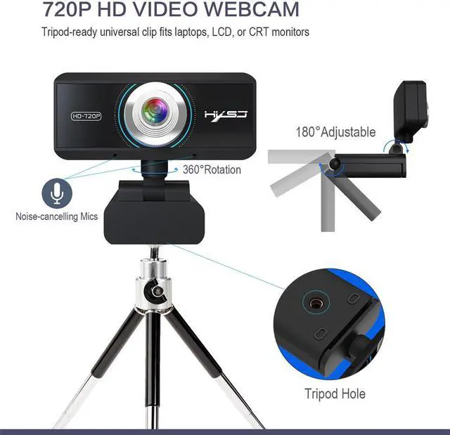 Alt view image 4 of 7 - US inventory Webcam for Streaming HD 720P 30 FPS - 1.0 Millionpixels Computer Camera PC Laptop Mac Web Cam with Microphone for Gaming, Video Calling, Recording, Conferencing/ Mic, USB Plug & Play