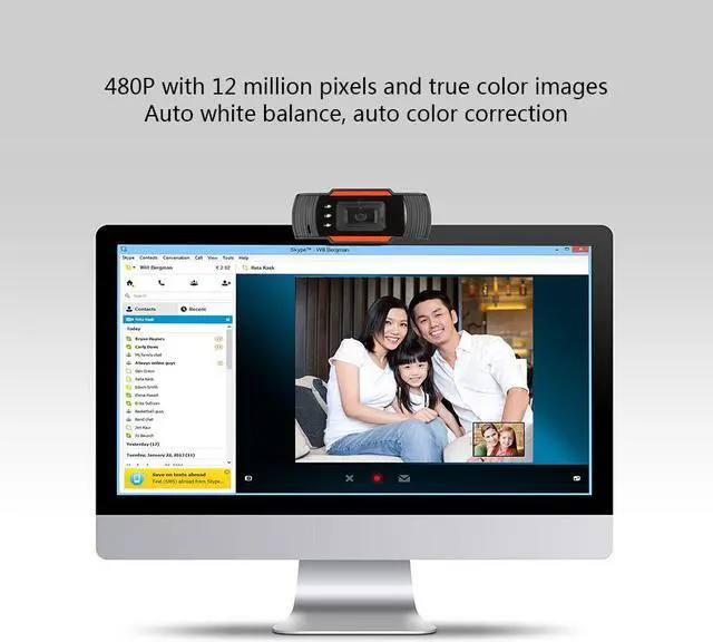 Alt view image 7 of 7 - 480P Webcam With 3 Led lights HD USB CAMERA Drive-Free Plug and Play Built-in Microphone PC Live Broadcast Skype Video Call