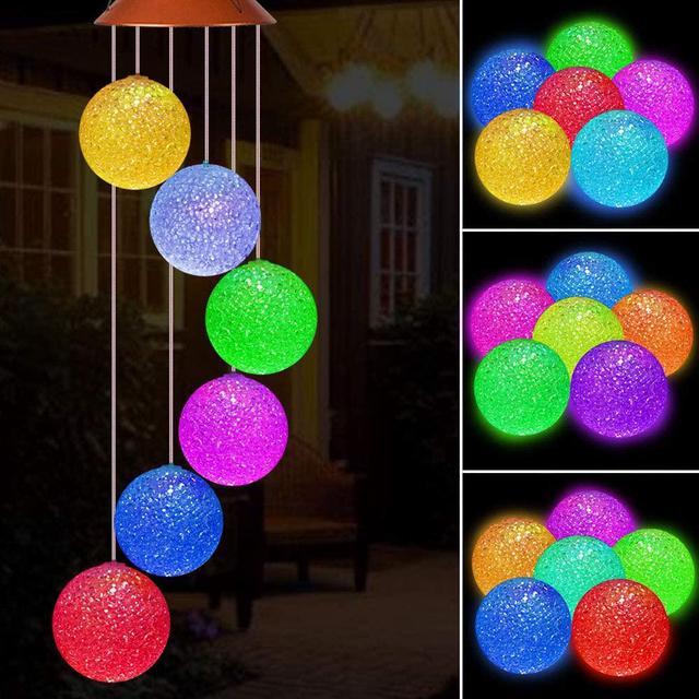 Wind Chimes, Color Changing Solar Wind Chime Outdoor Mobile Waterproof Six  Ball LED Solar String Lights Gifts for Home Party Night Garden Hanging  Decoration 