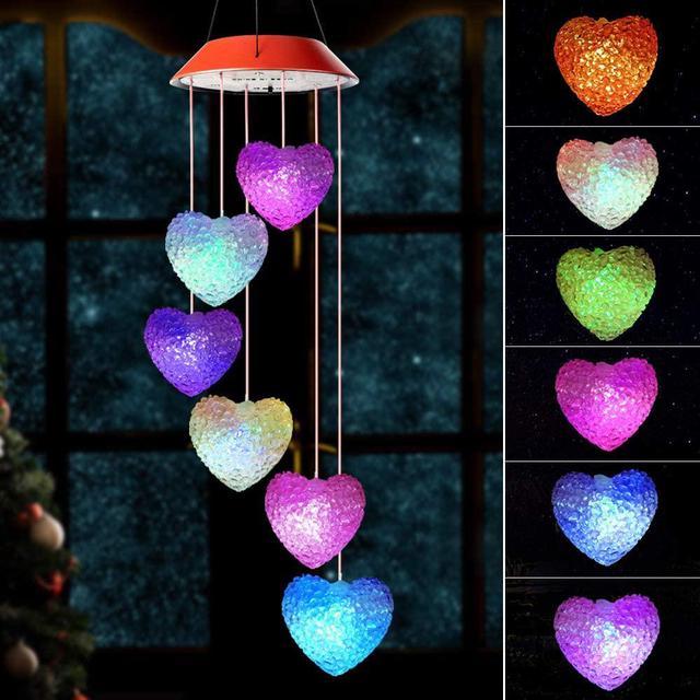 Solar Powered Wind Chimes Outdoor, Color Changing LED Mobile Lamp Romantic  Windchime Bell Light Waterproof Hanging Solar String Lights for Outdoor