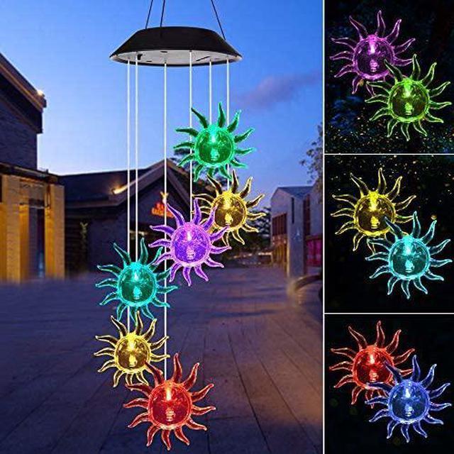 LED Sun Solar Wind Chimes Light Outdoor Hanging - Waterproof Mobile  Romantic Solar Powered Changing Color Gifts Wind Chimes for Home, Party,  Festival, Night Garden Decoration(Sun) 