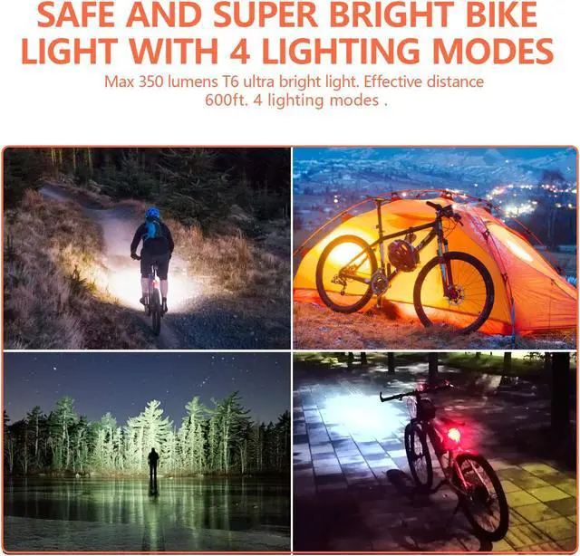 Alt view image 6 of 7 - Bicycle Lights Front and Rear Rechargeable Solar, Led Bike Turn Signal Directional Brake Light Lamp Sound Horn ?Headlight-Taillight Combinations