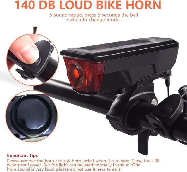Alt view image 2 of 7 - Bike Light Set, Soalr USB Rechargeable Bicycle Light, Instant Install, Fits All Bikes - 4 Modes, Bike Lights Front and Back Illumination - Waterproof, Lightweight, Durable