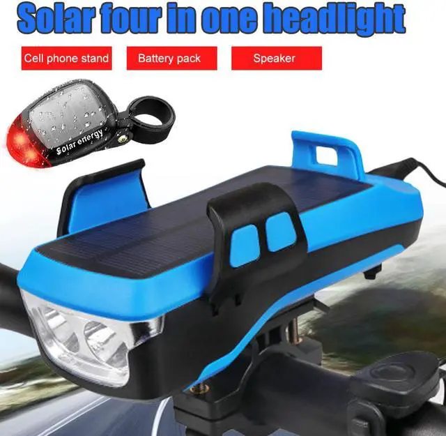 Main image of Solar USB Rechargeable Bike Light Set with 4000mAh, 800 Lumens Waterproof Bicycle Headlight Flashlight with Free Taillight Easy to Mount for Men Women Kids Road Mountain Cycling