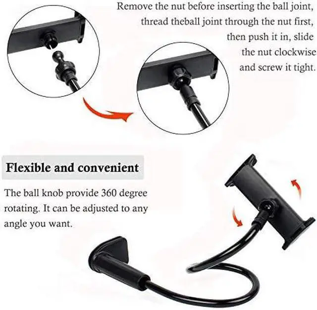 Alt view image 4 of 7 - Gooseneck Tablet Stand Holder , Phone Mount Stand for iPad Pro 2020 Mini Air/iPhone/Samsung Galaxy Tabs/Amazon Kindle Fire HD and More 4.5-10.6" Devices, Overall Length 30in - Black