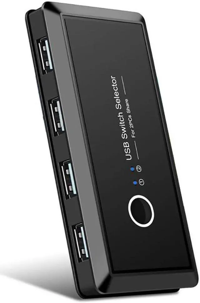 Main image of Jansicotek USB Switch Selector 2 Computers Sharing 4 USB Devices USB 2.0 Peripheral Switcher Box Hub for Mouse, Keyboard, Scanner, Printer, PC with 1 Extender and 2 Pack USB Cable
