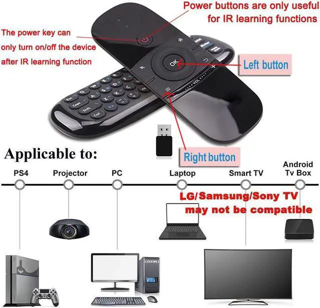 Alt view image 4 of 7 - WeChip W1 Air Mouse for Android tv Box, Wireless Keyboard 2.4G Smart TV Remote with Motion Sensing Game Handle Android Remote Control for Android TV Box/PC/Smart TV/Projector/HTPC/All-in-one