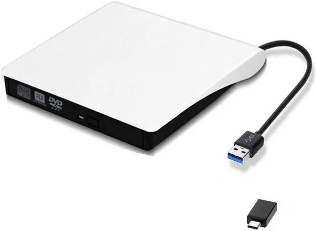 Main image of External CD/DVD Drive, USB 3.0 Type-C Portable Optical Slim CD/DVD Burner Player RW Drive Compatible with Desktop PC Windows XP/ 2003/ Vista/ 7/8, Linux, Mac os System(White)