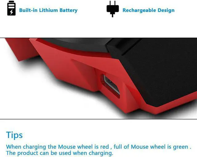 Alt view image 6 of 7 - Zelotes F-18 3200 DPI High-Precision Wired/Wireless Gaming Mouse for PC, MMO FPS, 7-Buttons, rgb LED Lighting (Black)