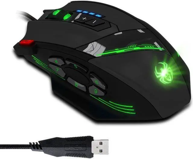 Main image of Zelotes C-12 Gaming Mouse Wired [4000 DPI] [12 Buttons Programmable] [Breathing Light] Ergonomic Game USB Computer Mice RGB Gamer Desktop Laptop PC Gaming Mouse, 7 Buttons for Windows 7/8/10/XP Vista