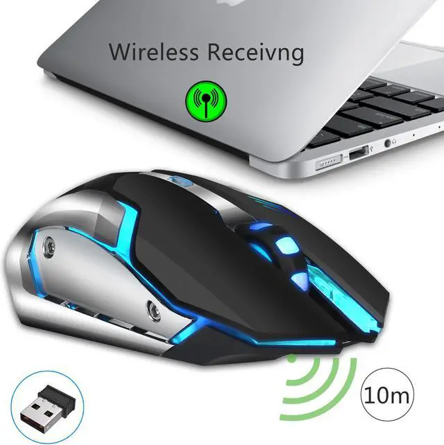 Main image of Jansicotek M10 Wireless Gaming Mouse Up to 2400 DPI, 2.4GHZ, Rechargeable Mouse with 5 Buttons and 7 Changeable LED Color,600mAh Battery, Ergonomic for Computer/ Laptop/Mac/PC(Black)