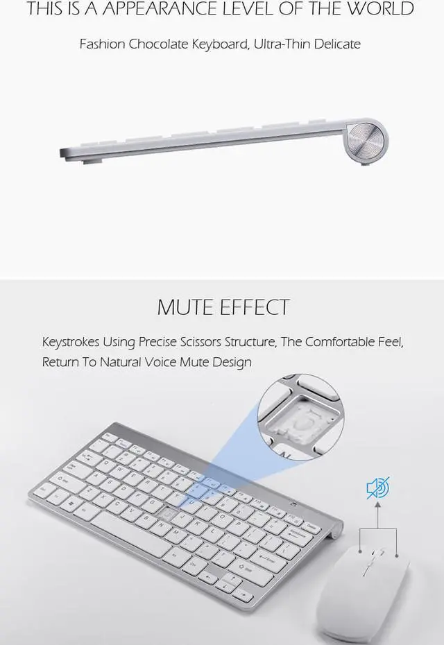 Alt view image 4 of 7 - Jansicotek K1088 Wireless Keyboard and Mouse Combo, 2.4GHz Ultra Thin Ergonomic Keyboard Mouse Combo Set for Windows, Laptop, PC, Desktop, Computer and Notebook (White)