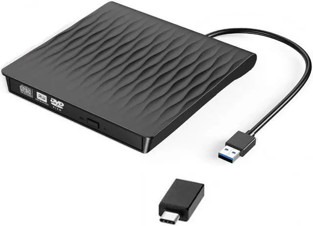 Main image of Jansicotek External CD DVD Drive USB 3.0 Type-C Portable CD/DVD ROM Drive Burner Rewriter for Windows Linux Mac Laptop Desktop, MacBook Pro/Air, iMac(SLS01), Black