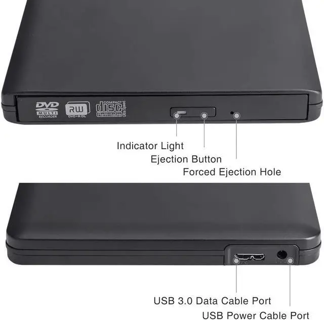 Alt view image 3 of 7 - Aluminum External Latest Type C USB 3.0 Ultra Slim Portable DVD Rewriter Burner,External DVD Drive Optical Drive CD+/-RW DVD +/-RW Superdrive for Apple Mac Macbook Pro and laptop(Black)