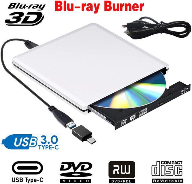 USB 3.0 and USB C External Aluminum Blue Ray DVD CD Writer Blu Ray DVD Burn 