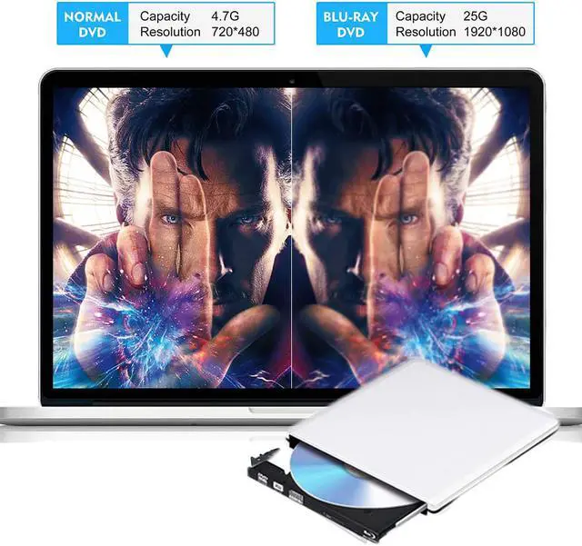 Alt view image 7 of 7 - Jansicotek Aluminum External CD DVD Blu-Ray Burner Player Drive USB 3.0 Type-C Portable CD/DVD ROM Drive Burner Rewriter for Windows Linux Mac Laptop Desktop, MacBook Pro/Air, iMac(ODP95), Silver