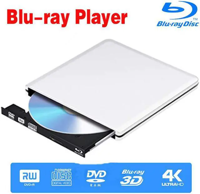 Jansicotek Aluminum External Blu-Ray CD DVD Player for