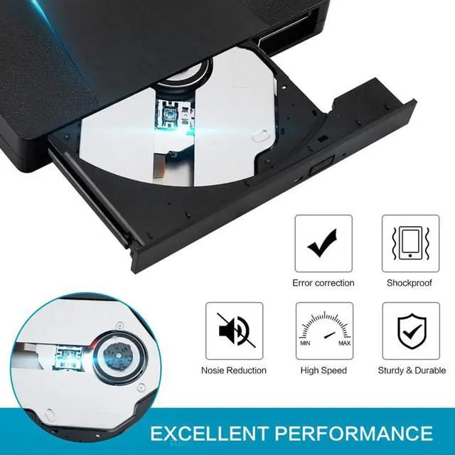 Alt view image 4 of 7 - Jansicotek External CD DVD Drive USB 3.0 Type-C Portable CD/DVD ROM Drive Burner Rewriter  for Windows Linux Mac Laptop Desktop, MacBook Pro/Air, iMac( YX-008 )
