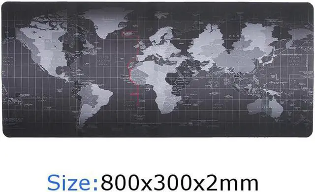 Main image of Extended Large Size, Gaming Mouse Pad, Non-Slip Rubber Base, Large Size Desk Pad, Black World Map & Color Sewn (Black, XL Size 31.50 X 11.81X 0.08inch)