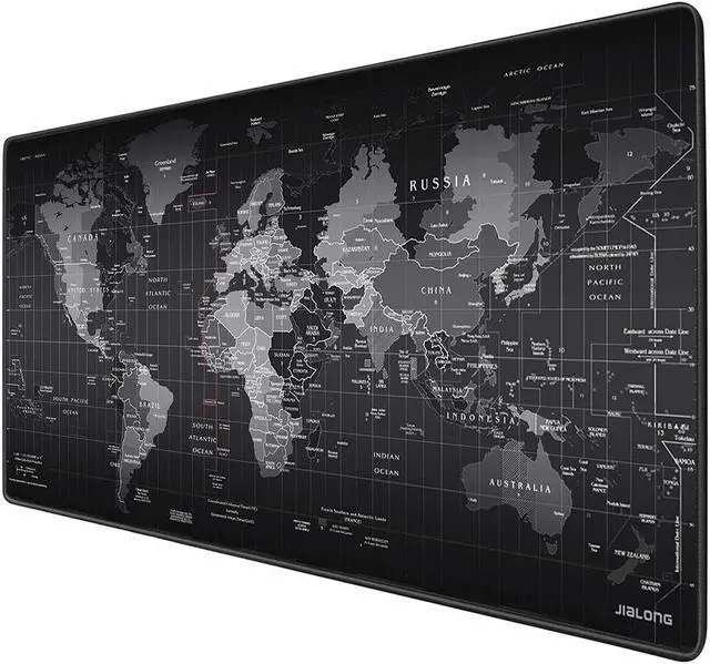 Alt view image 3 of 7 - Extended Large Size, Gaming Mouse Pad, Non-Slip Rubber Base, Large Size Desk Pad, Black World Map & Color Sewn (Black, XL Size 31.50 X 11.81X 0.08inch)