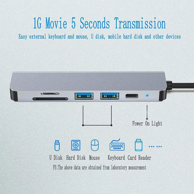 Alt view image 4 of 7 - USB C Hub, 6-in-1 USB Type C Hub Adapter with 4K HDMI-Compatible Port ,2 USB 3.0 Ports, SD&Micro SD Card, PD Charging Lightweight Portable Aluminum Hub for Macbook/Pro and Other Type C Laptops