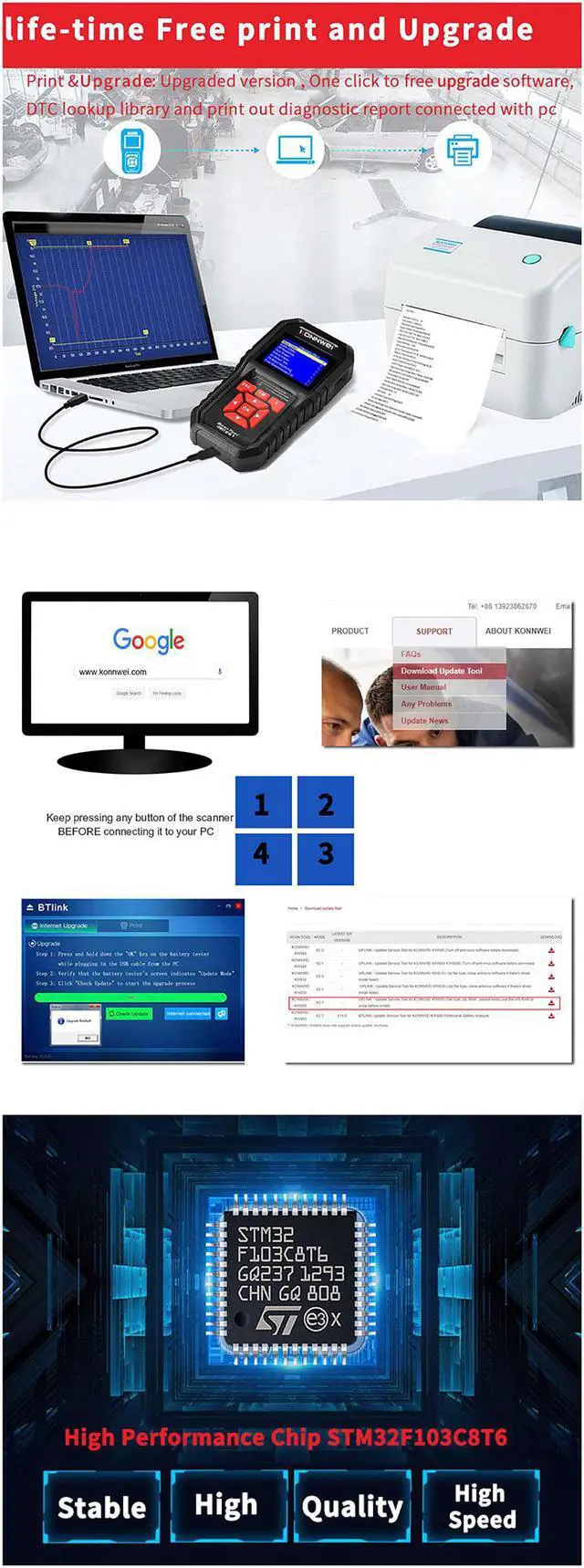 Alt view image 6 of 8 - OBD2 Scanner [KW850] Car Code Reader Scan Tool Auto OBD2 Scanner Professional Mechanic OBDII Diagnostic Tool Code Reader Tools for Check Engine Light--for All OBDII Protocol Cars Since 1996 - Black