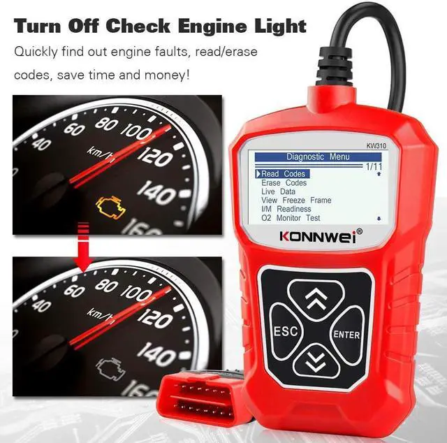 Alt view image 4 of 7 - KW310 OBD2 Scanner Professional OBD II Auto Fault Code Reader Automotive Check Engine Light Diagnostic EOBD Scan Tool for All OBDII Protocol Cars Since 1996