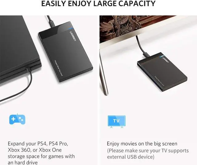 Alt view image 4 of 7 - Jansicotek 2.5" Hard Drive Enclosure, USB C 3.1 Gen 2 to SATA External Hard Disk Casefor 9.5/7mm HDD SSD [Support UASP SATA III] 6TB Tool Free for WD Seagate Toshiba Samsung