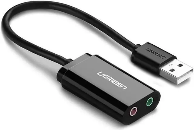 Main image of Jansicotek USB Audio Adapter External Stereo Sound Card with 3.5mm Headphone and Microphone Jack for Windows Mac Linux PC Laptops Desktops PS5 (Black)