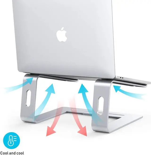 Alt view image 5 of 7 - Jansicotek Laptop Stand, Adjustable Aluminum Ergonomic Detachable Portable Desktop Holder,Compatible with MacBook Air Pro, Dell XPS, Lenovo More 10-15.6" Laptops & Tablet, Silver
