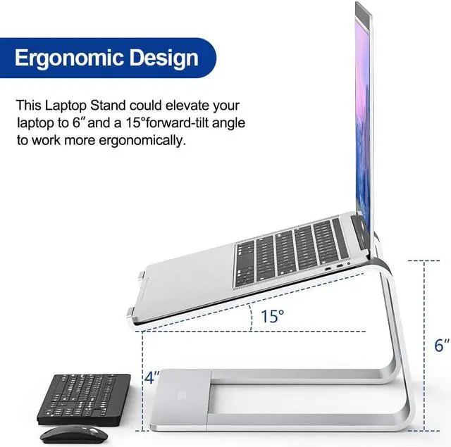 Alt view image 5 of 7 - Jansicotek Laptop Stand, C08LS Adjustable Laptop Stand for Desk, Aluminum Computer Stand, Detachable Laptop Riser Stand Compatible with MacBook Air Pro, Dell, Hp and More 10-16" Laptops-Silver