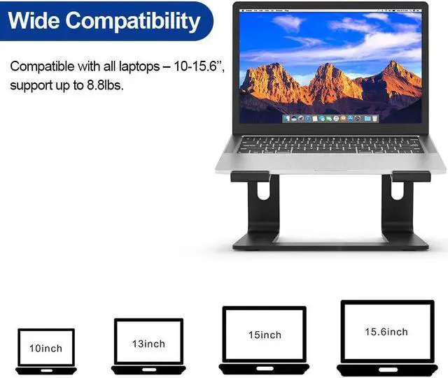 Alt view image 5 of 8 - Jansicotek Laptop Stand, Ergonomic Aluminum Computer Stand for Desk,Protable Detachable Laptop Riser Holder Compatible with MacBook Pro Air,Dell, HP, Lenovo,Samsung,10-16'' Notebook Stand, Black