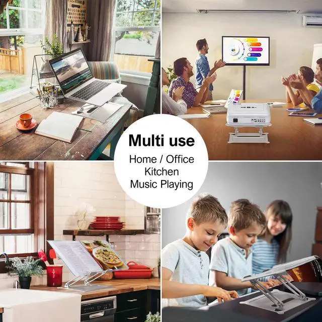 Alt view image 7 of 7 - Jansicotek Laptop Stand, Ergonomics Aluminum Laptop Riser, Foldable Computer Stand, Adjust Laptop Holder Stand for Macs and laptops ,Z19-Silver