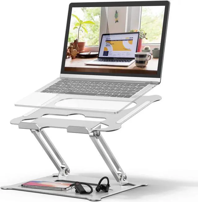 Main image of Jansicotek Adjustable Laptop Stand, Aluminum Computer Riser, Ergonomic Computer Stand for desk, Laptop Riser Notebook Stand ,Compatible with 10 - 17 Inches laptop, MacBook, Air, Pro, -(Z19-Silver)