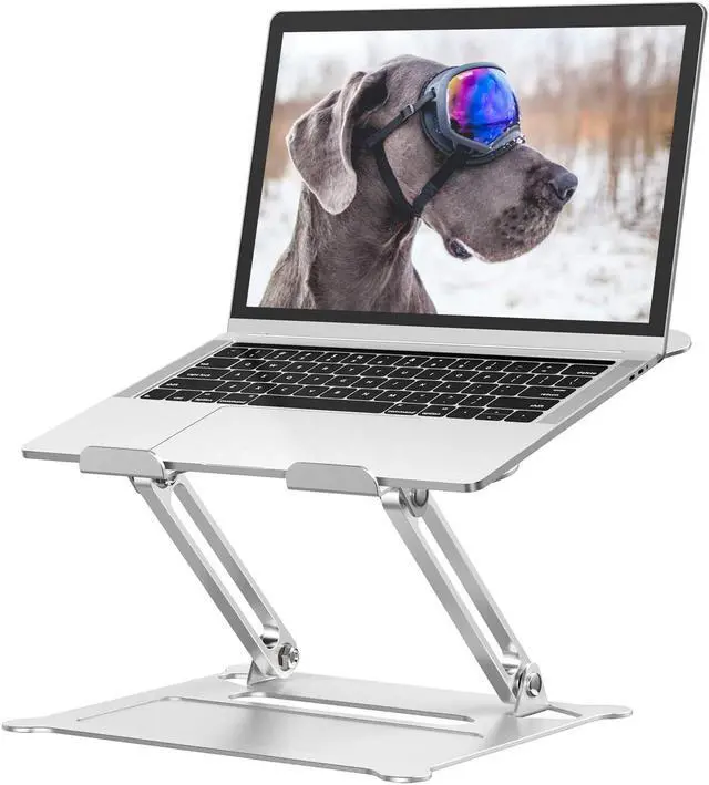 Main image of Jansicotek Laptop Stand, Ergonomic Aluminum Computer Stand for Desk,Protable Foldable Laptop Riser Holder Compatible with MacBook Pro Air,Dell, HP, Lenovo,Samsung,10-17'' Notebook Stand, Z19-Silver