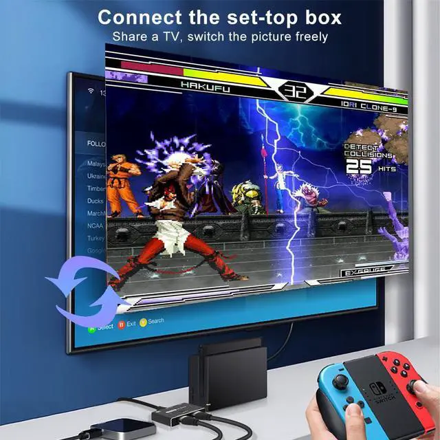 Alt view image 7 of 7 - Ultra HD 8K Switcher, High Speed 48Gbps 2 in 1 out Splitter 8K@60Hz 4K@120Hz Directional 2.1 Converter 2 Sources to 1 Display for PS4 TV Box HDTV Xbox Projector