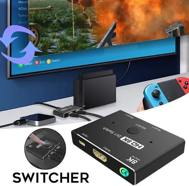 Main image of Ultra HD 8K Switcher, High Speed 48Gbps 2 in 1 out Splitter 8K@60Hz 4K@120Hz Directional 2.1 Converter 2 Sources to 1 Display for PS4 TV Box HDTV Xbox Projector