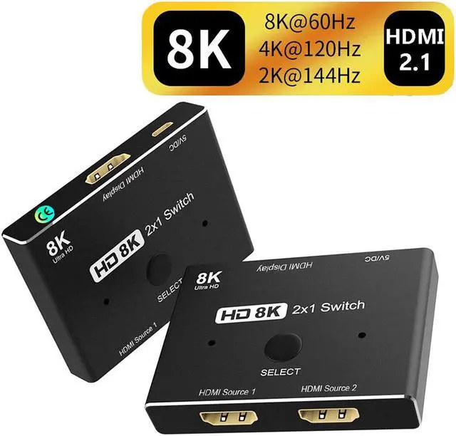 Main image of Ultra HD 8K Switcher HDMI-Compatible 2.1 Switch Splitter 2 in 1 Out 8K@60Hz 4K@120Hz High Speed 48Gbps Switch Adapter for PS4 TV Box HDTV Xbox Projector