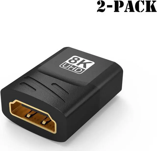 Main image of 2-Pack HDMI Female to Female Adapter Coupler HDMI 2.1 Cable Extension Extender 8K@60Hz 4K@120Hz Black