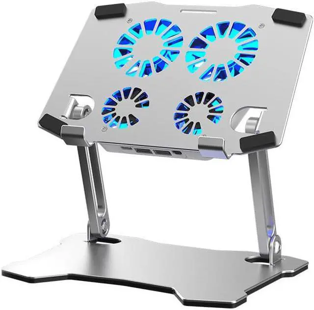 Alt view image 2 of 7 - Jansicotek Tablet Stand with 4 High-speed Cooling Fan, Ergonomics Aluminum Tablet Riser, Computer Stand, Adjust Tablet Holder Stand for MacBook Air 9-13.3" Tablets & Notebook