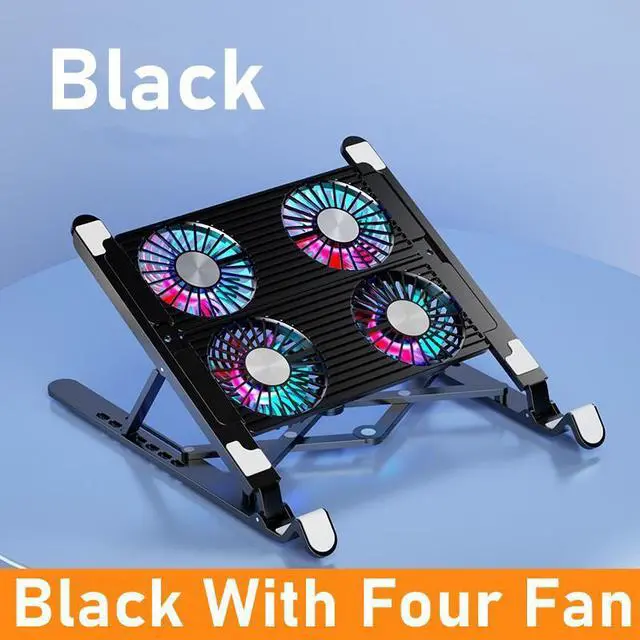 Main image of Adjustable Laptop Tablet Stand with 4 High-speed Cooling Fan, Foldable Computer Riser, Ergonomic Computer Stand for desk,Compatible with All 11-17.3 Inches Tablet or Laptop Notebook, MacBook, Air, Pro